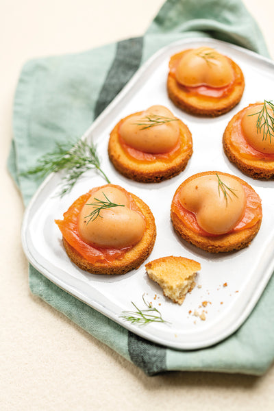 Salmon Mousse Hearts with Rosemary Crackers
